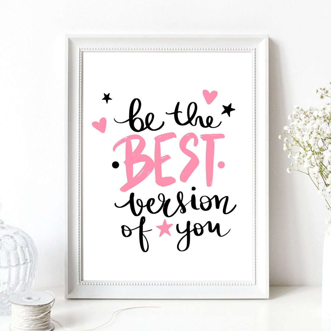 Be The Best Version Of You Pink Daily Motivational Quote Wall Art - Image 2