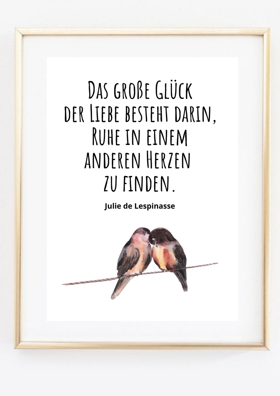 Julie de Lespinasse Love Quote Lovebirds Watercolor Romantic Wall Art - Image 3