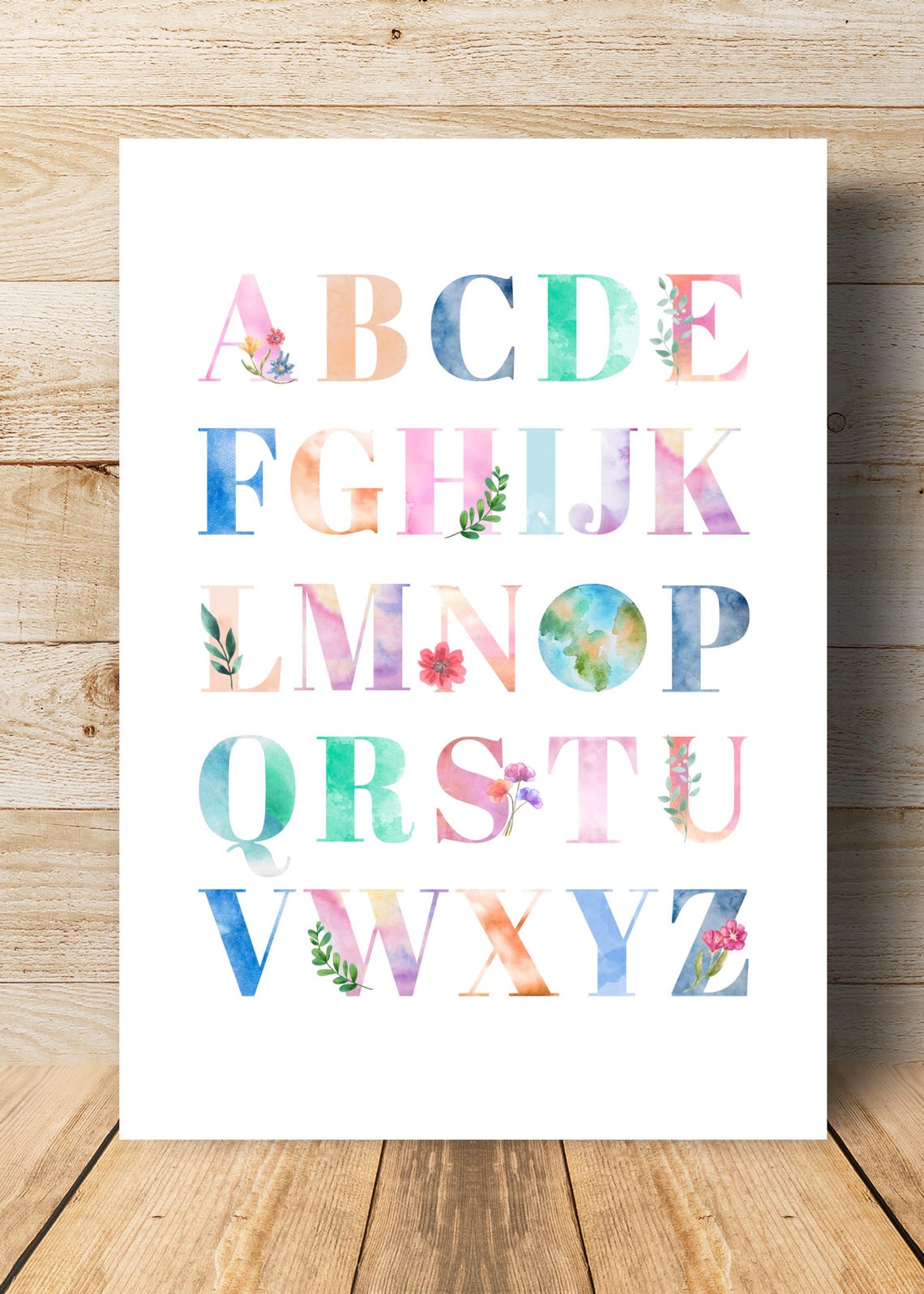 Din A4 Art Print Without Frame Letters Alphabet Watercolor Abc Primary School Kindergarten Print Poster Picture - Image 3