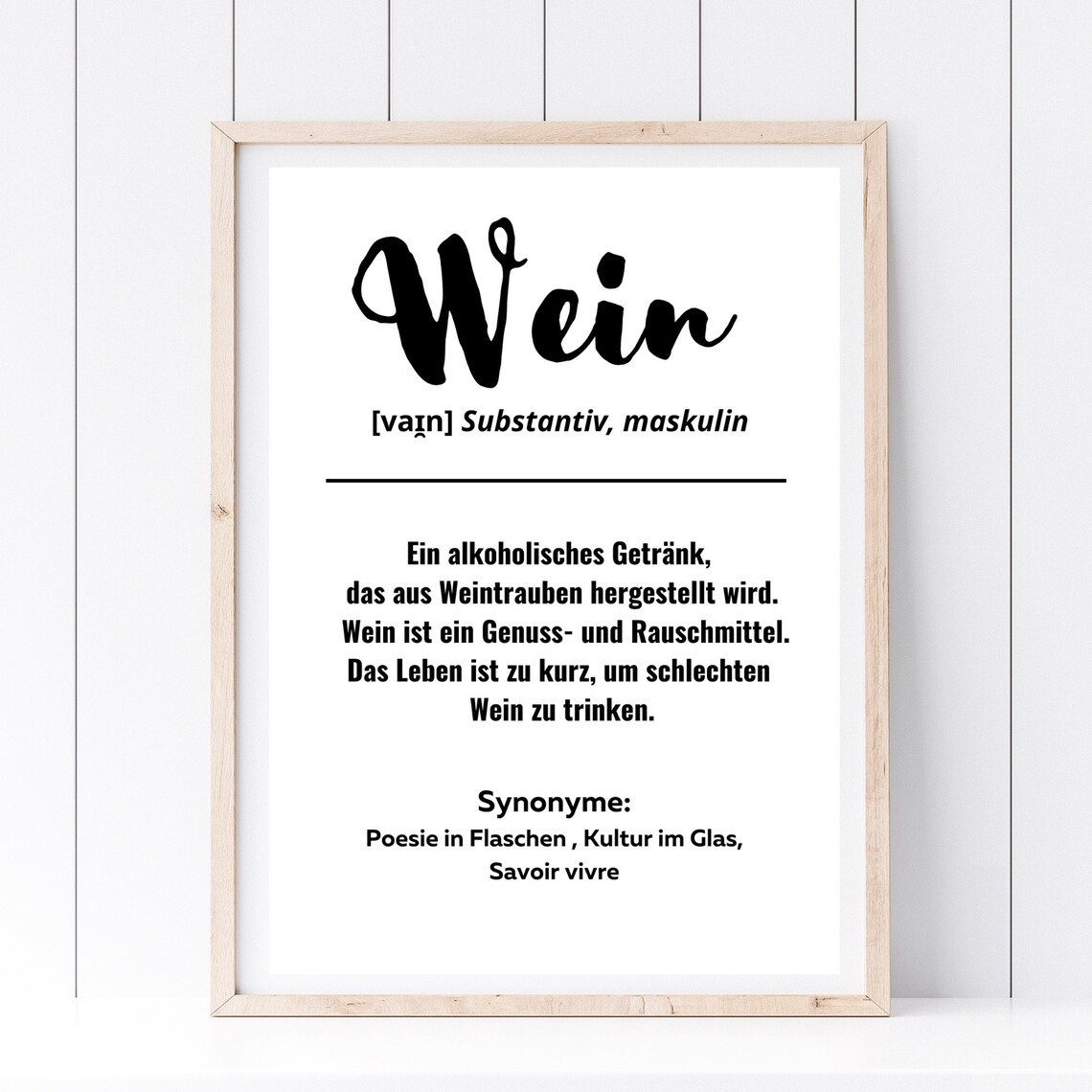 Wein Wine German Definition Typography Funny Dictionary Kitchen Wall Print - Image 3