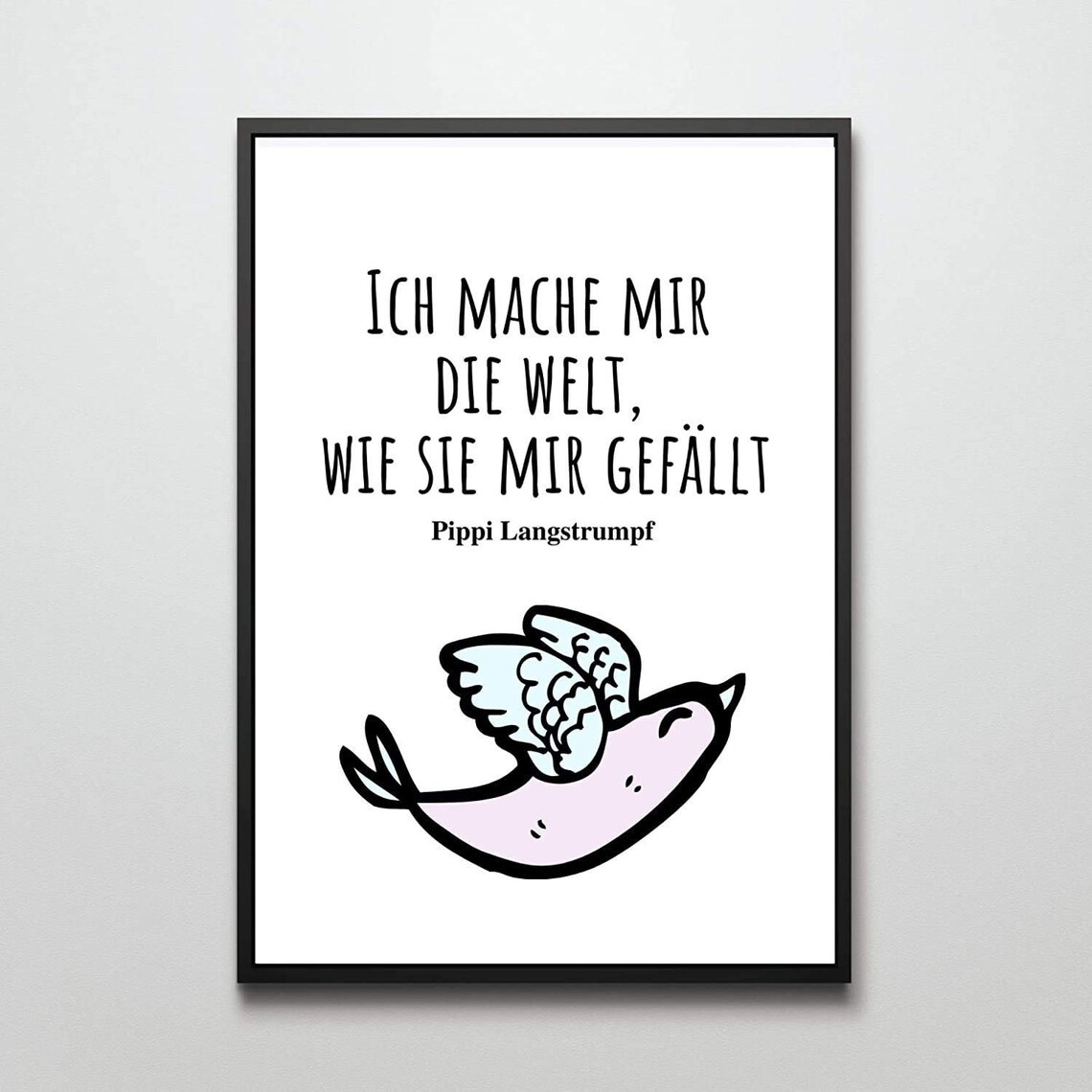 Pippi Longstocking Quote Bird Illustration Kids Room Art Print - Image 3