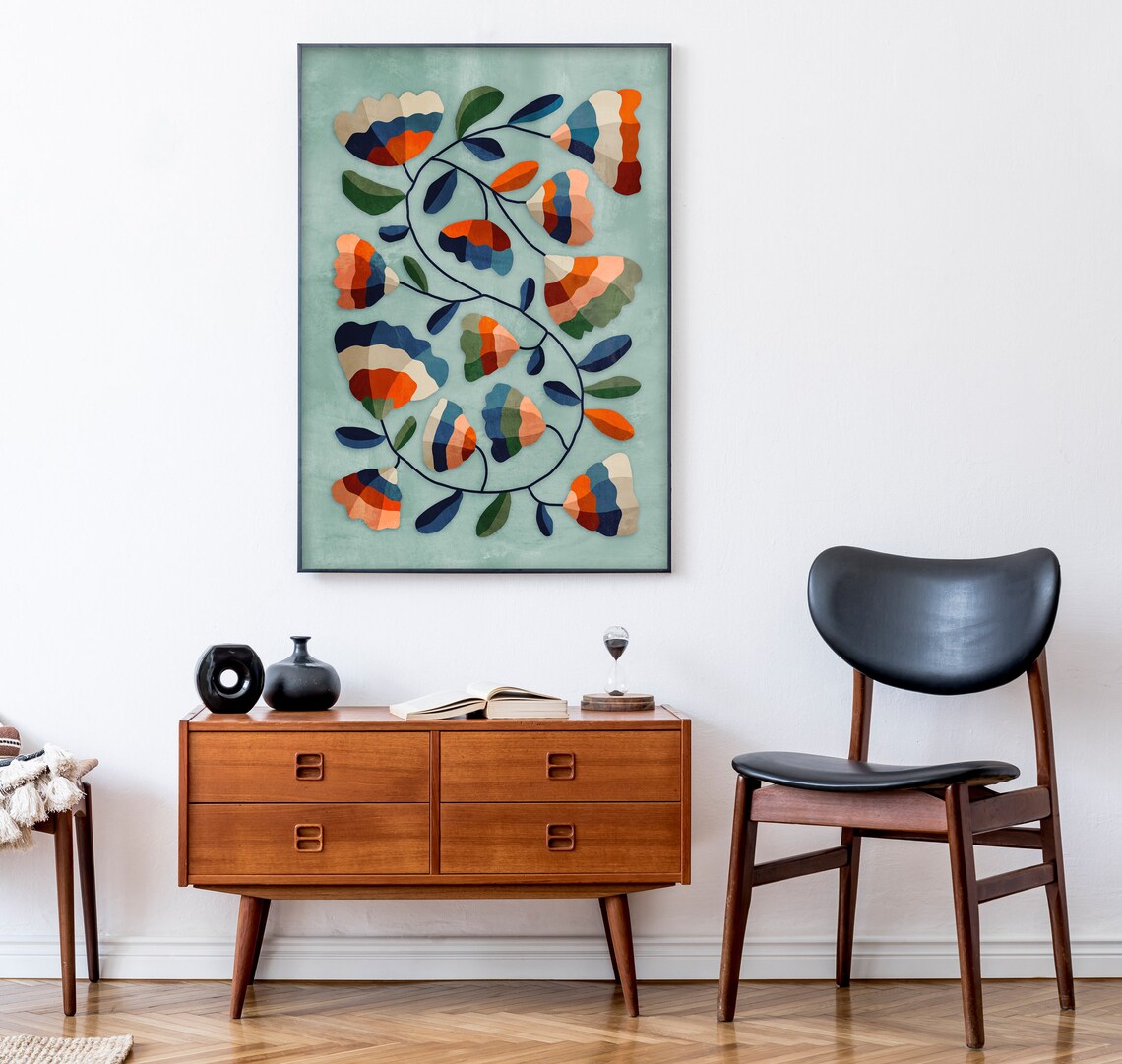 Flowers Folk Motif Art Print, Botanical Decor - Image 4