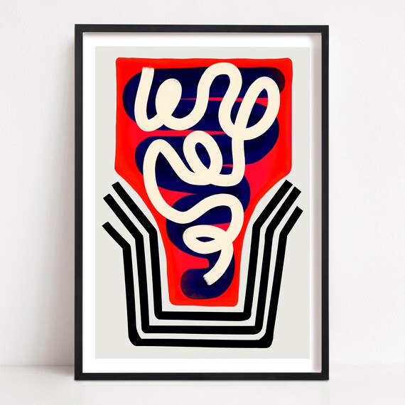 Cosmic Abstract Poster, Mid-Century Modern Design