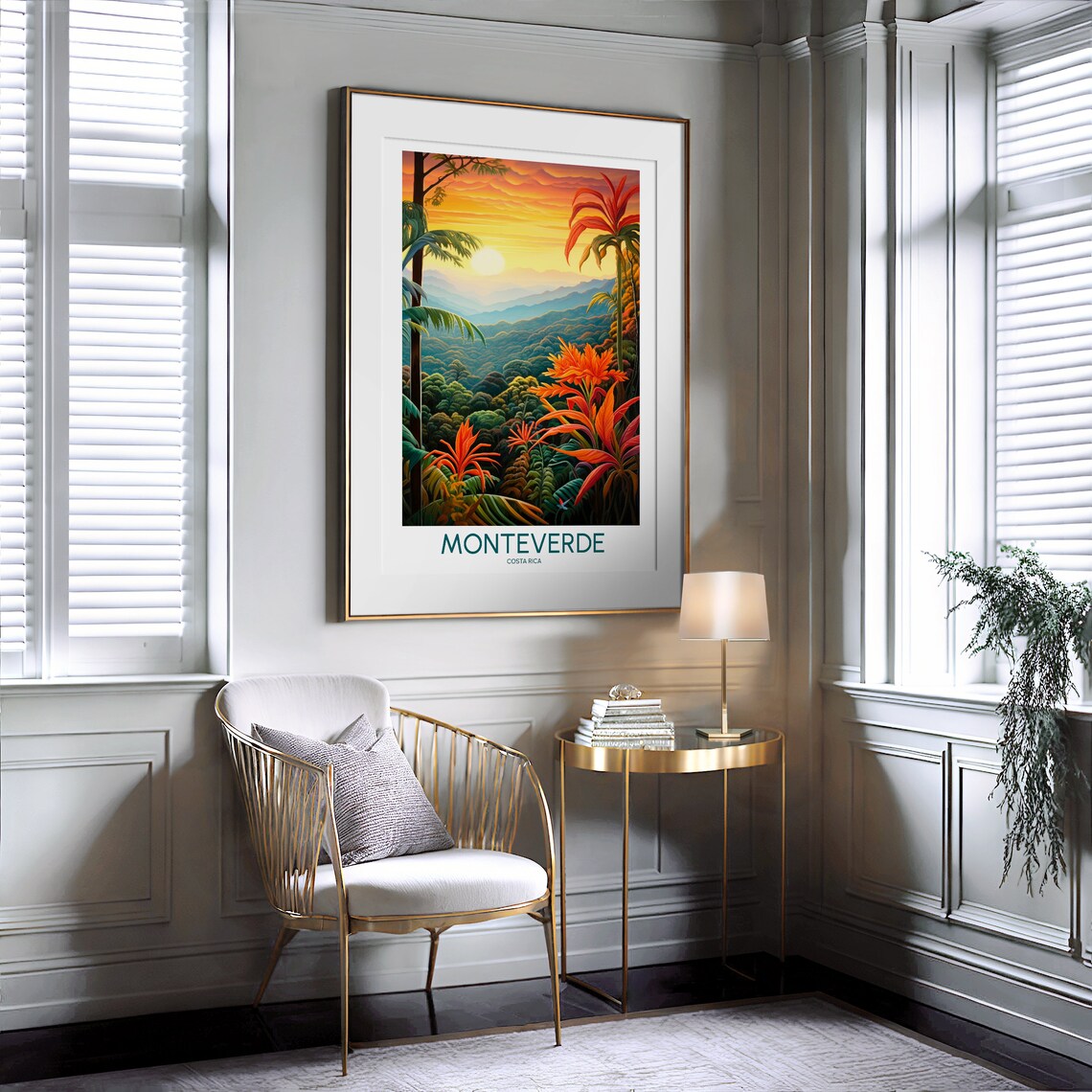 Monteverde Costa Rica Cloud Forest Mountains Sunset Travel Poster - Image 2