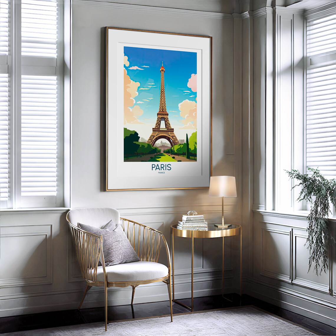 Paris France Eiffel Tower Champ de Mars Garden Travel Poster - Image 2