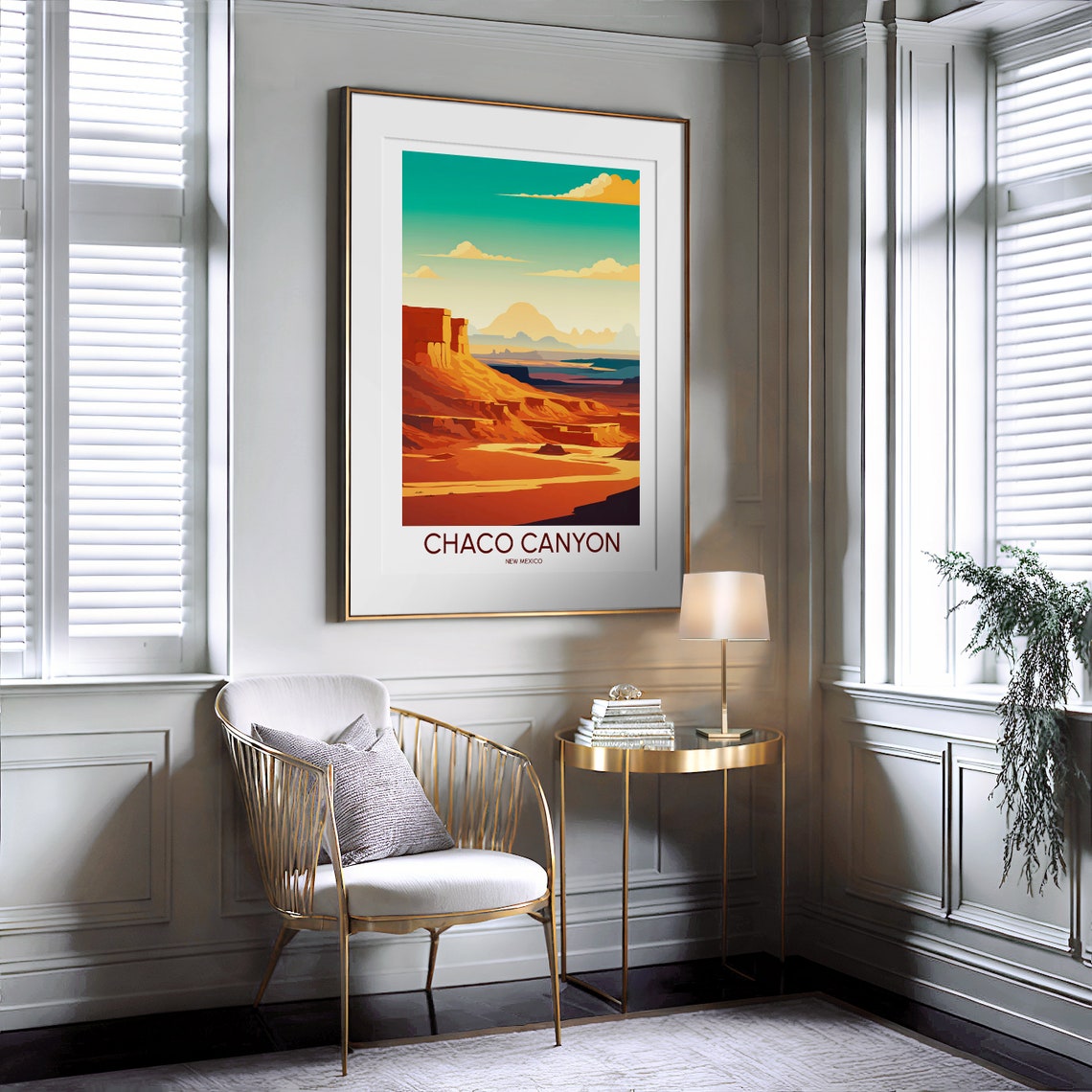 Chaco Canyon New Mexico Desert Canyon Illustrated Travel Poster - Image 2