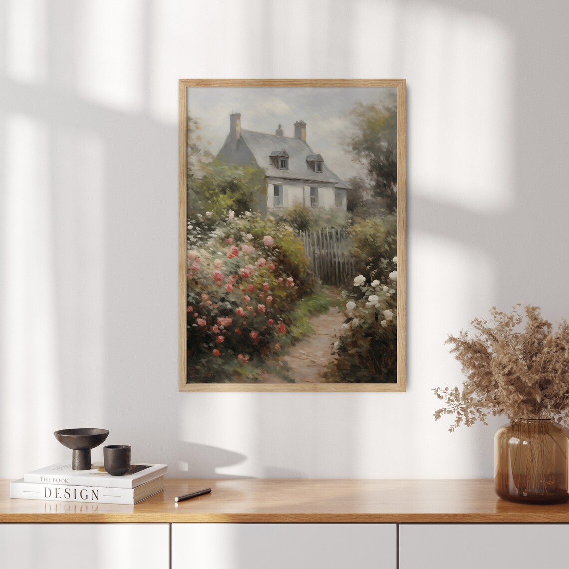 Rose Garden Cottage Painting Blooming Spring Flowers Art Poster - Image 2