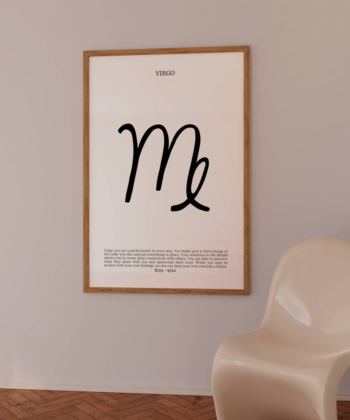 Virgo Zodiac Sign Symbol Minimal Black And White Astrology Poster - Image 2