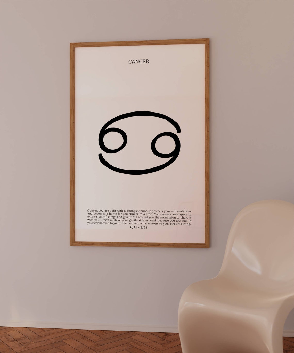 Cancer Zodiac Sign Symbol Minimal Black And White Astrology Poster - Image 2
