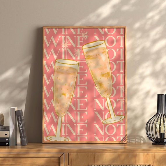 Cin Cin Wall Art Print Vintage Bar Cart Retro Aesthetic Kitchen Decor Poster Apartment Funky Decor Instant