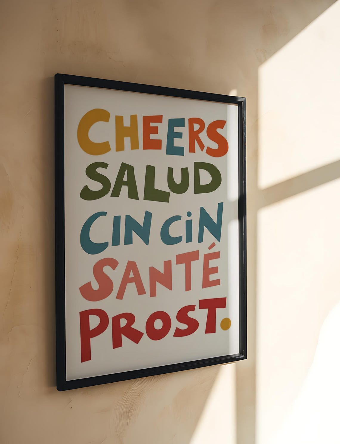 Cheers Bar Cart Retro Typography Multilingual Art Print - Image 2