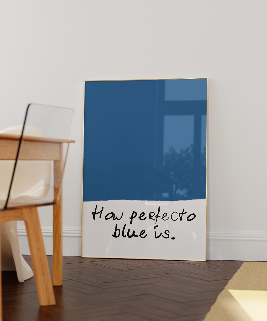 Abstract Blue Hand Drawn Typography Art Print