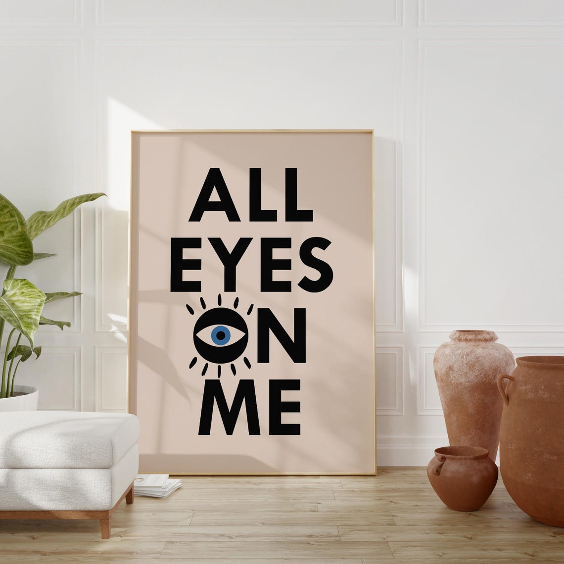 All Eyes on Me Bold Black Evil Eye Blush Trendy Dorm Room Poster