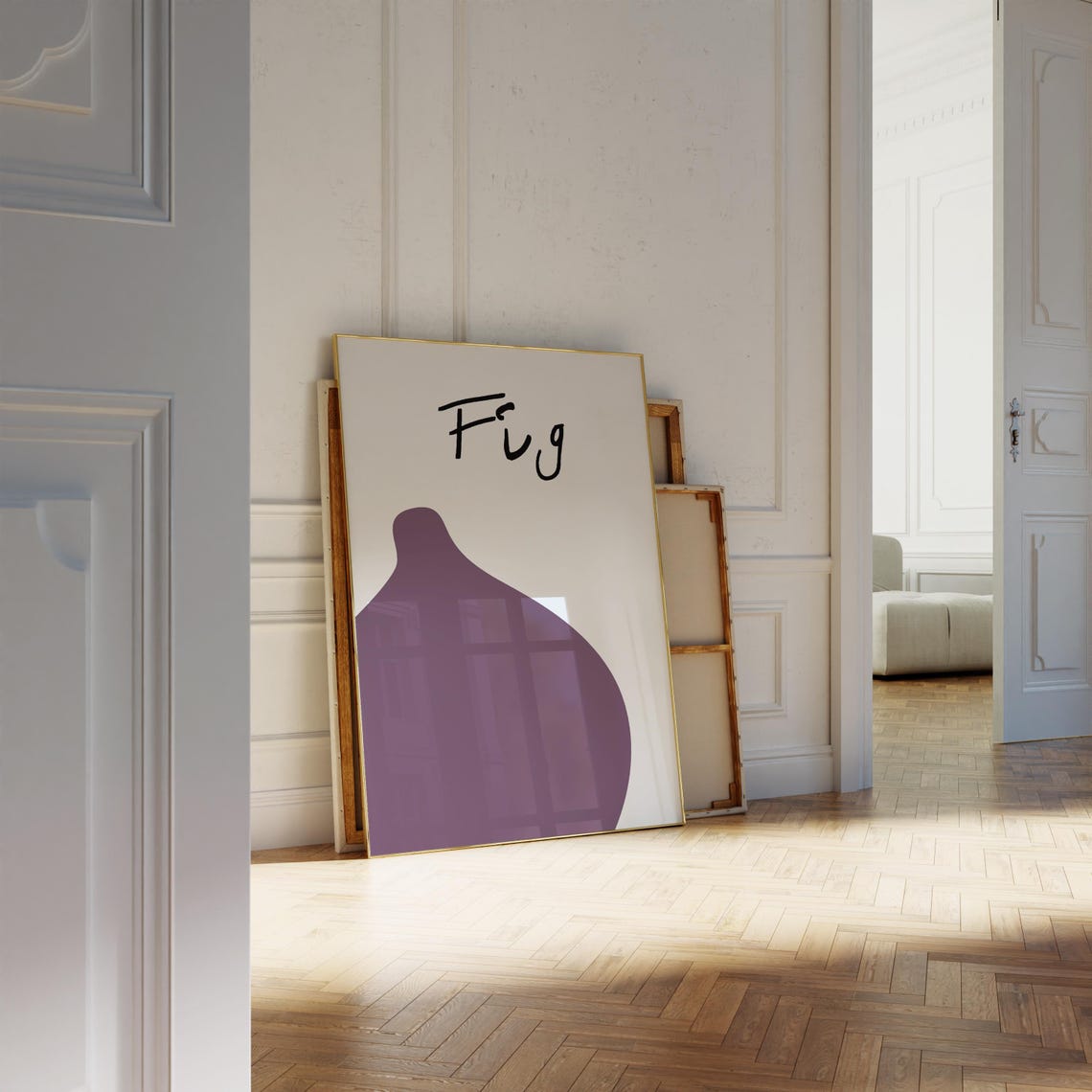 Handwritten Fig Word Minimalist Purple Fruit Wall Decor Poster - Image 3