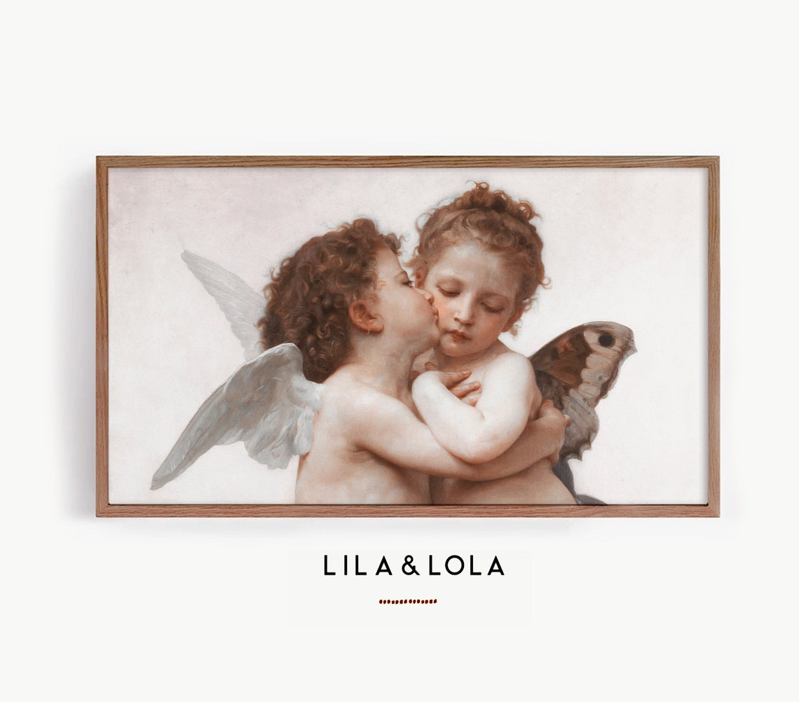 Cherubs In Love Vintage Painting Romantic Valentines Decor Poster