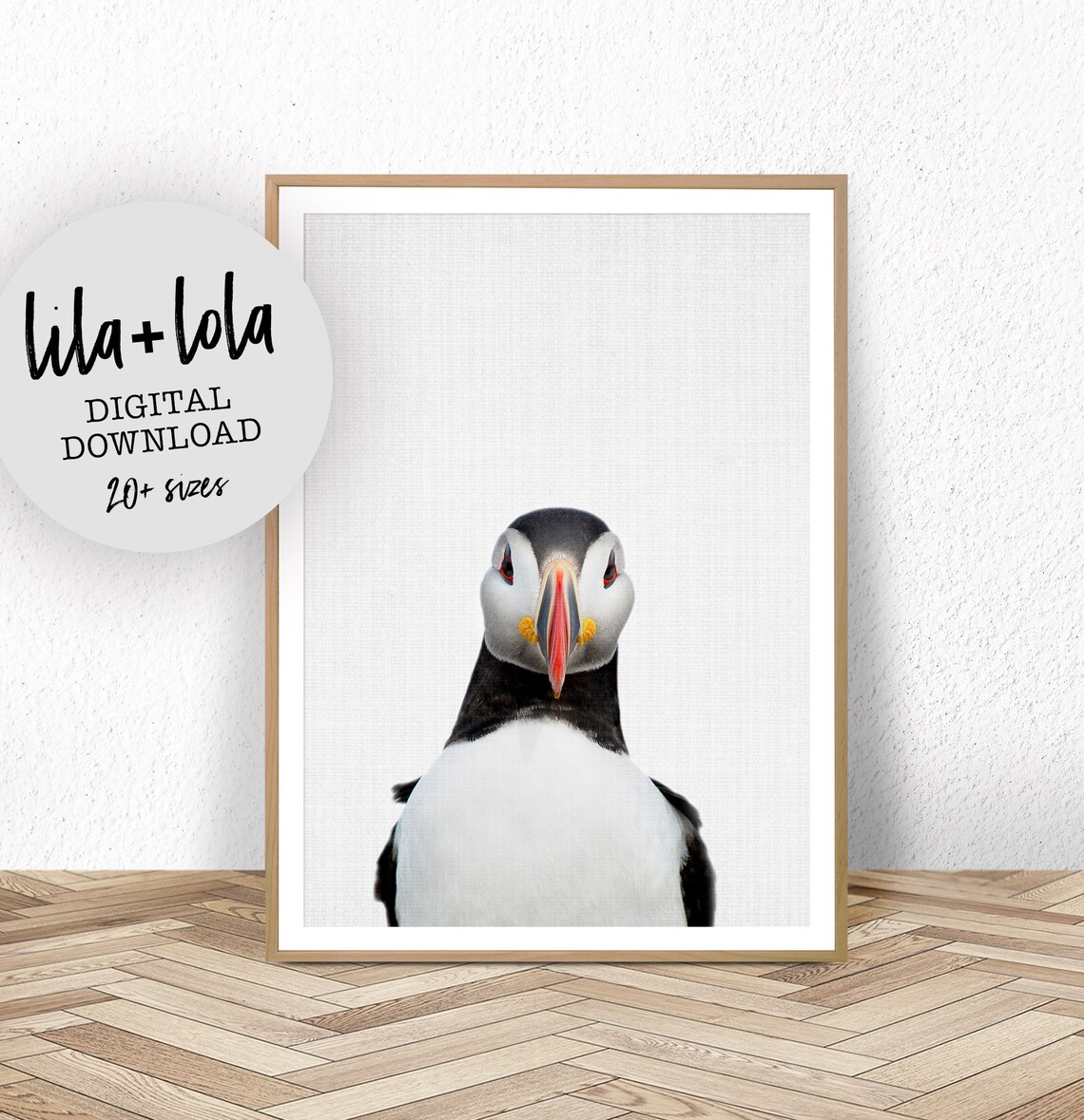 Puffin Bird Portrait Minimalist Photography Cute Nursery Decor Print