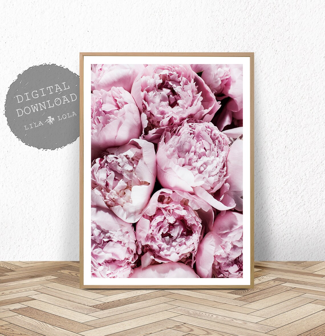 Pink Peony Flower Photography Art Print, Bedroom Decor