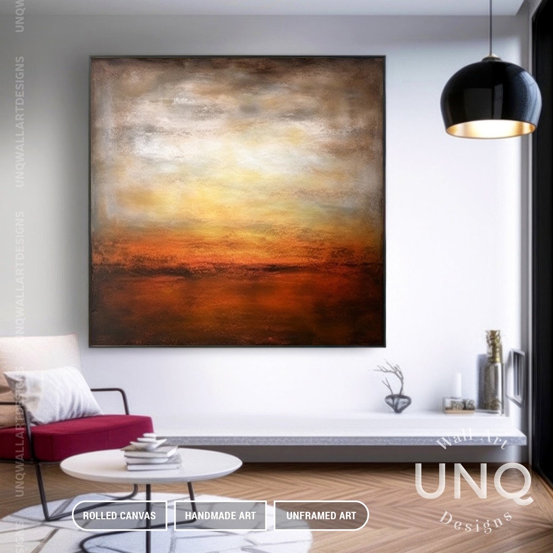 Bronze Sunset Gradient Moody Square Modern Abstract Painting Poster - Image 3