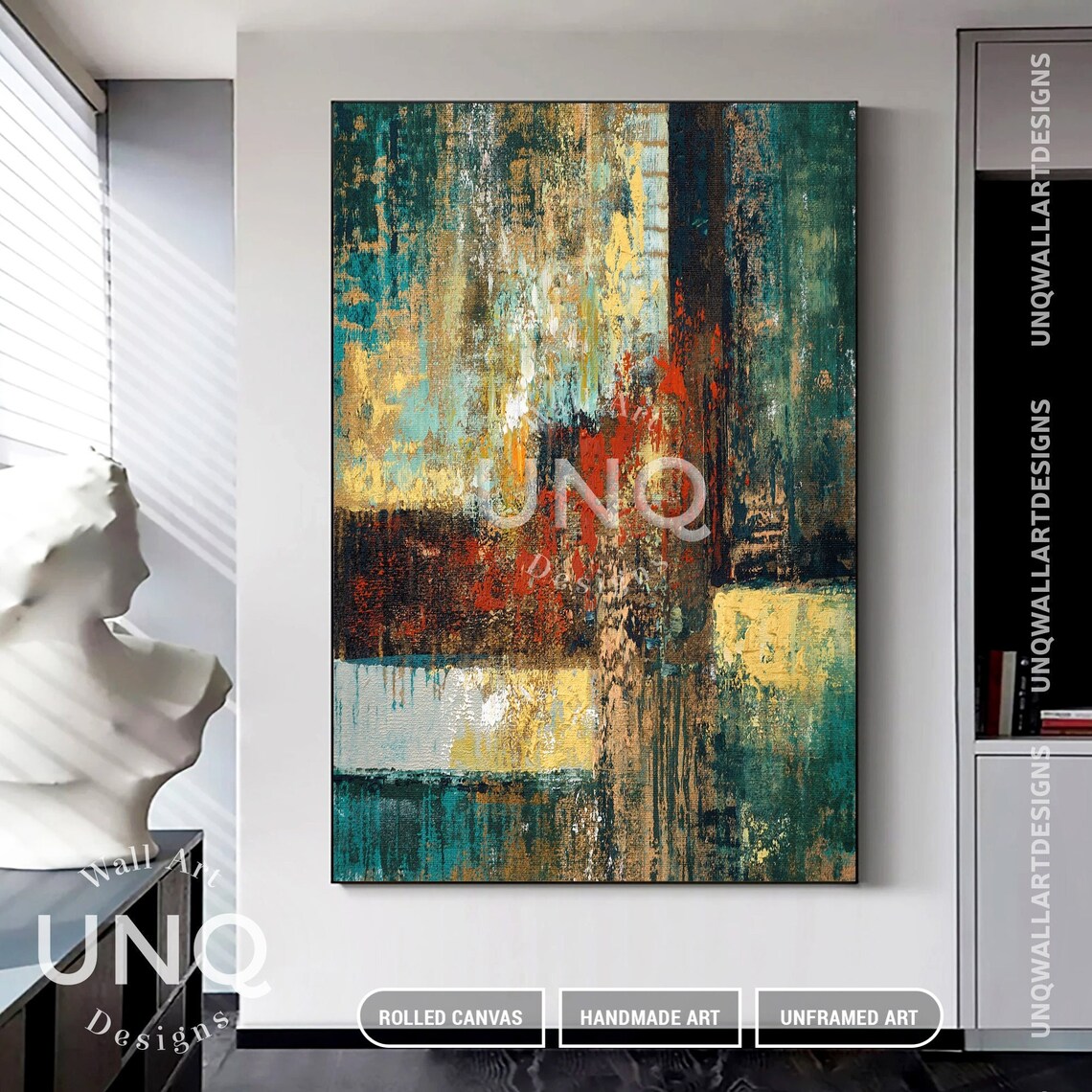Original Handmade Abstract Painting Original Green Textured Art Oil Acrylic On Large Hand Painted Wall Art Industrial Artwork - Image 7
