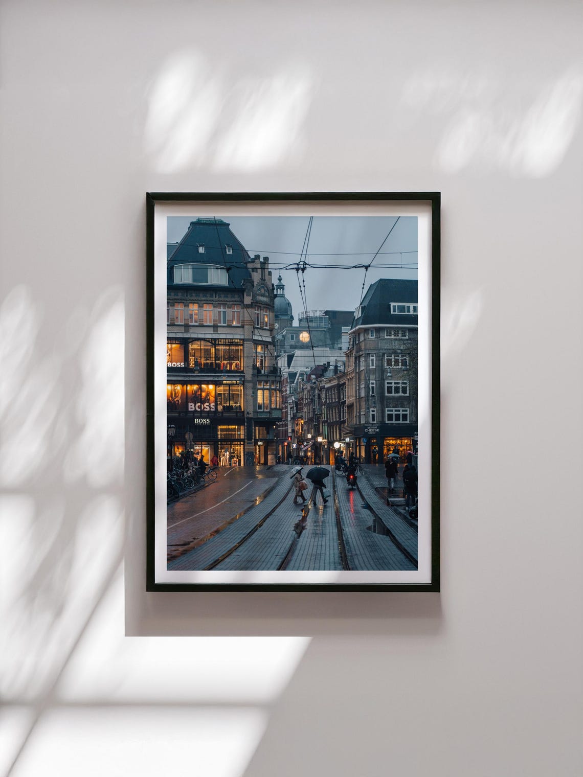 Amsterdam Netherlands Rainy Evening Shopping Street Scene Photo Poster