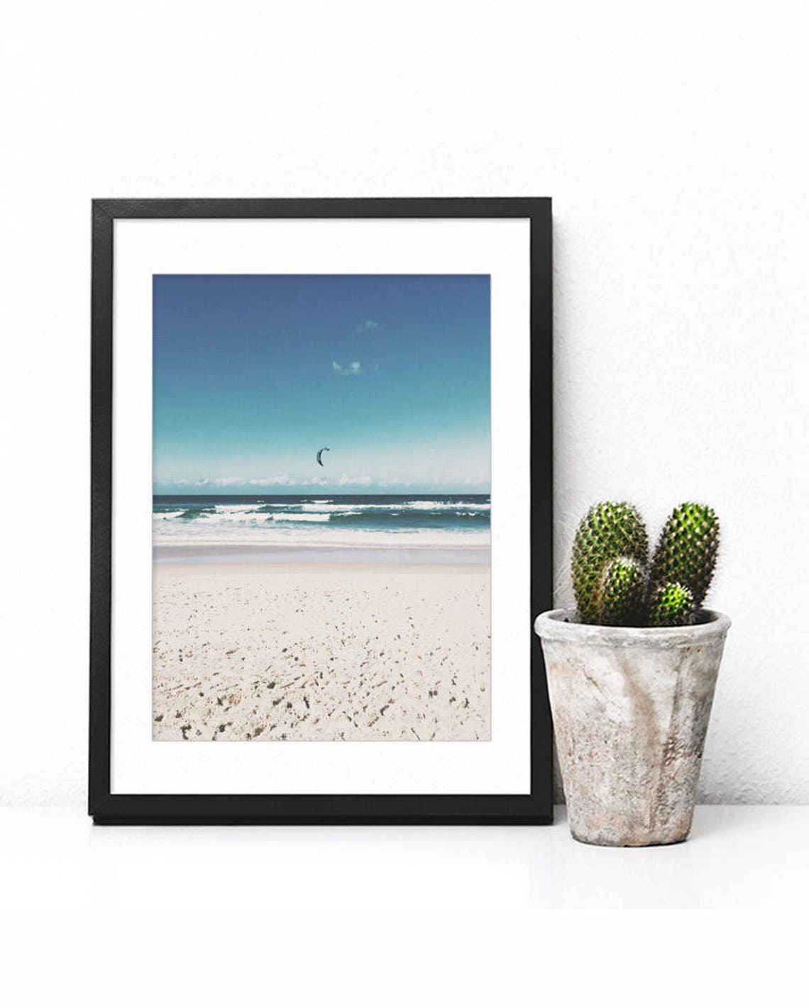 Serene Beach Ocean Waves Photography White Sand Minimal Art Poster - Image 2