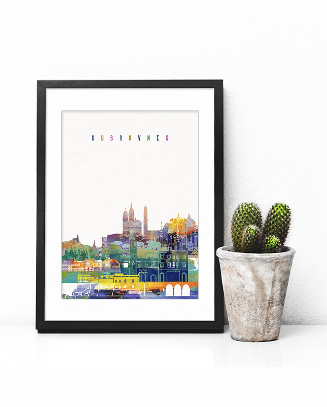 Dubrovnik Skyline Colorful Watercolor Adriatic Old Town Art Poster - Image 2