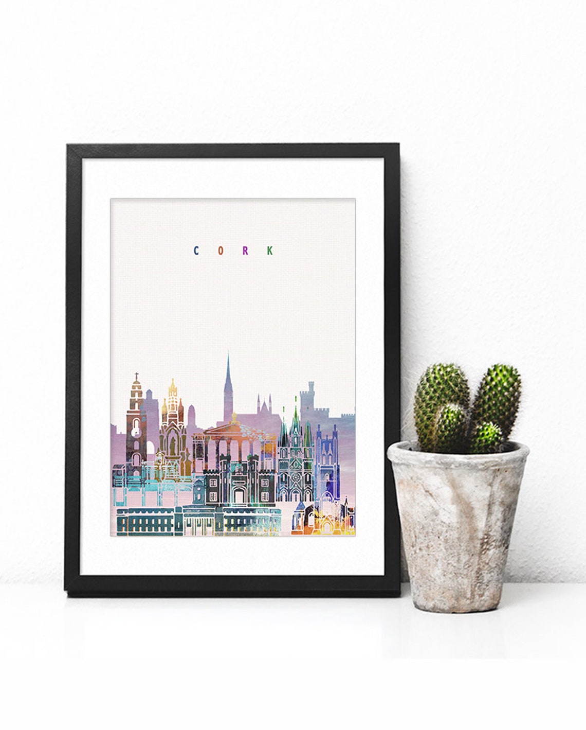 Cork Watercolor City Skyline Ireland Print Home Decor Gift Modern - Image 2