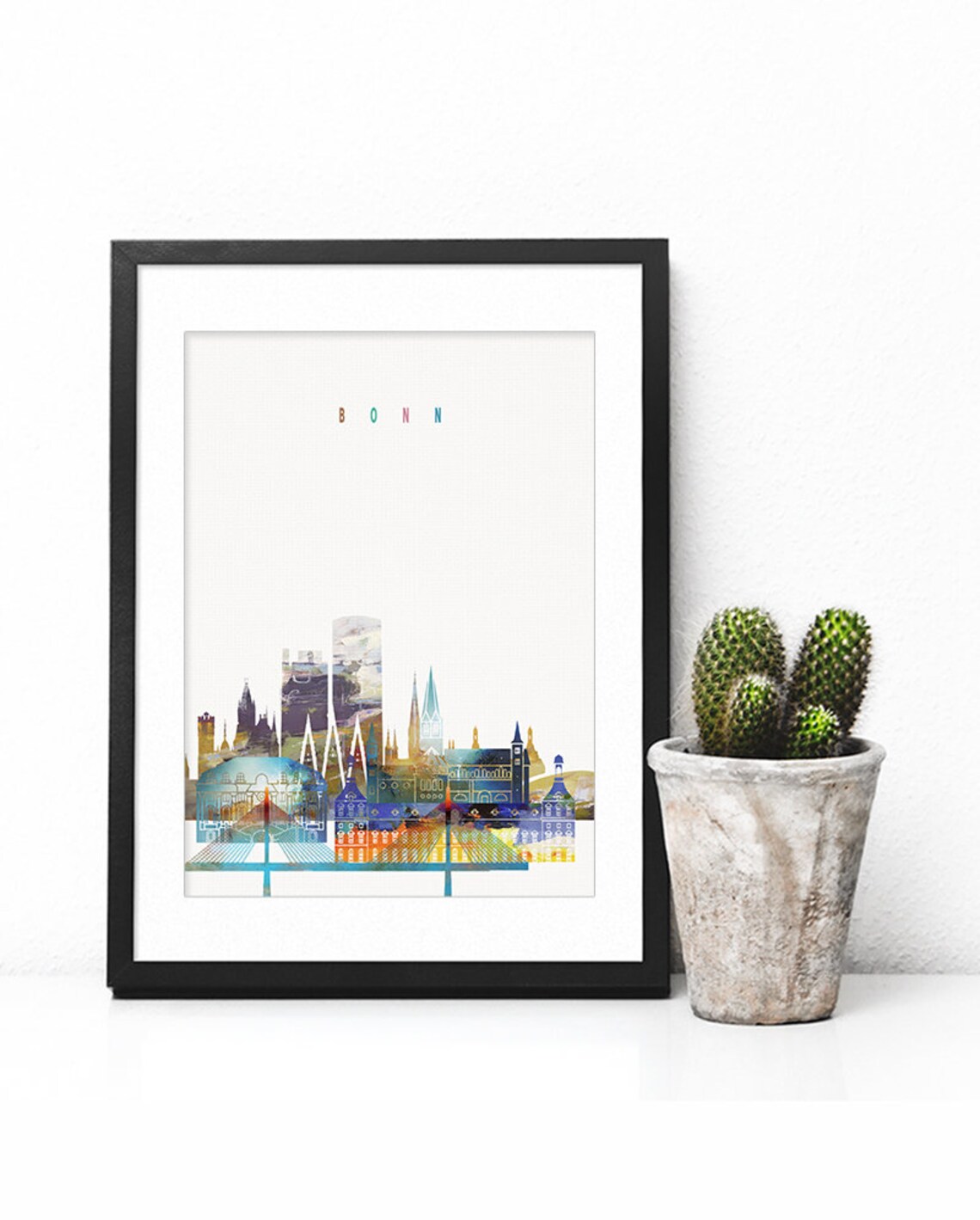 Bonn Germany Watercolor Skyline Cathedral Modern Decor Poster - Image 2