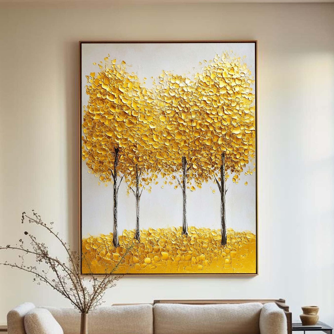 Golden Tree Of Life Gold Leaf Canopy Textured Canvas Art Poster - Image 5