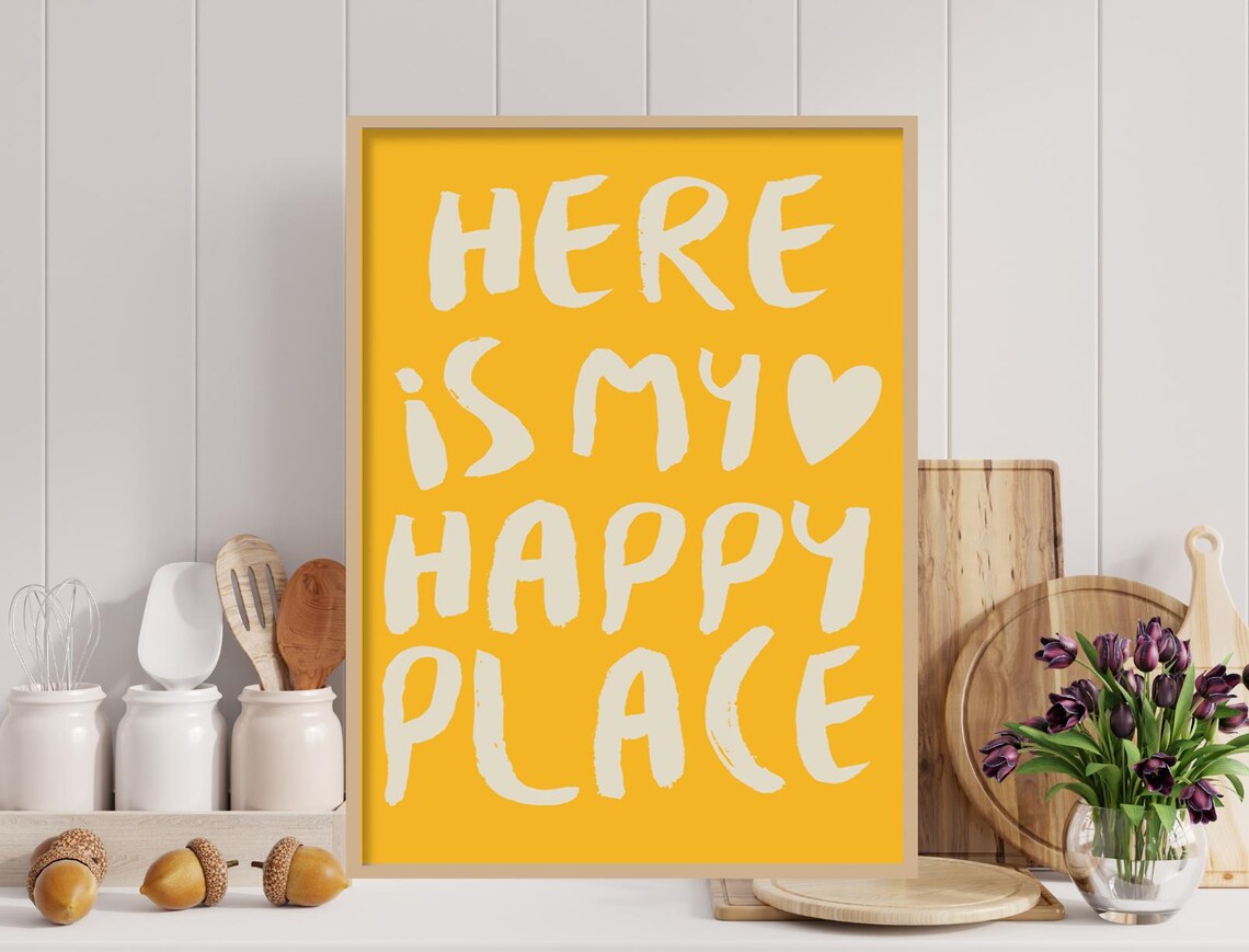 Here Is My Happy Place Boho Quote, Typography Art - Image 6