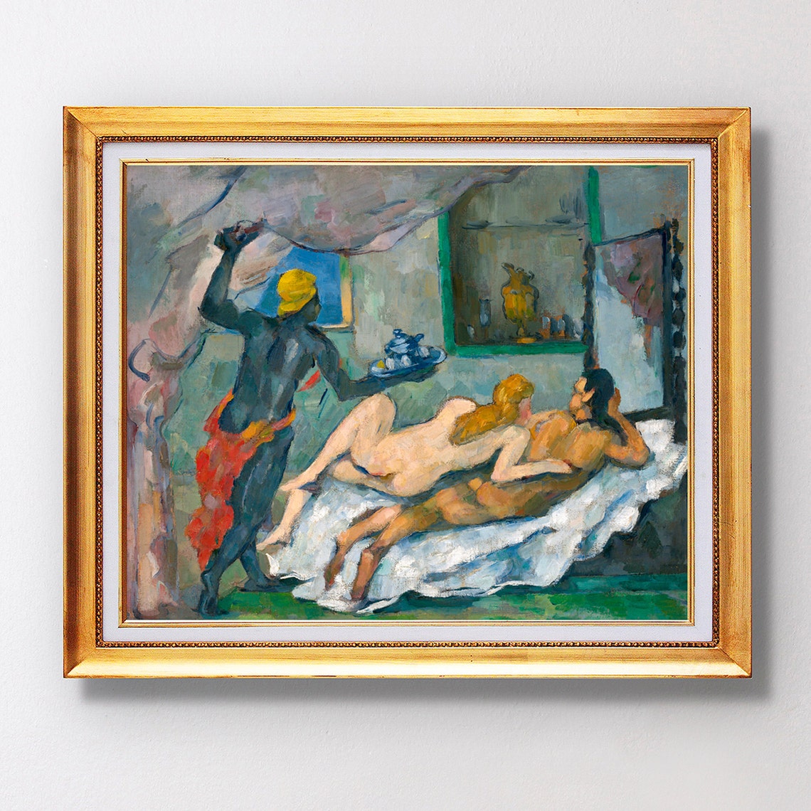 Paul Cezanne Afternoon In Naples 1875 Interior Servant Figures Poster
