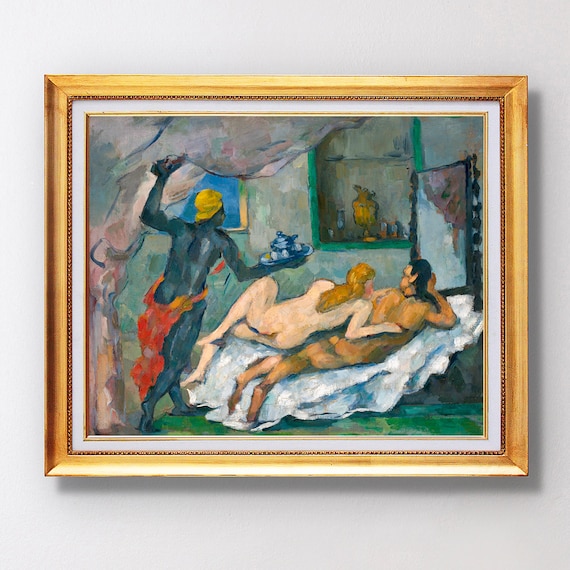 Paul Cezanne Afternoon In Naples 1875 Interior Servant Figures Poster