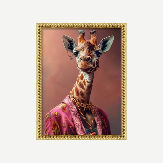 Eclectic Animal Print Funky Giraffe Poster Maximalist Art