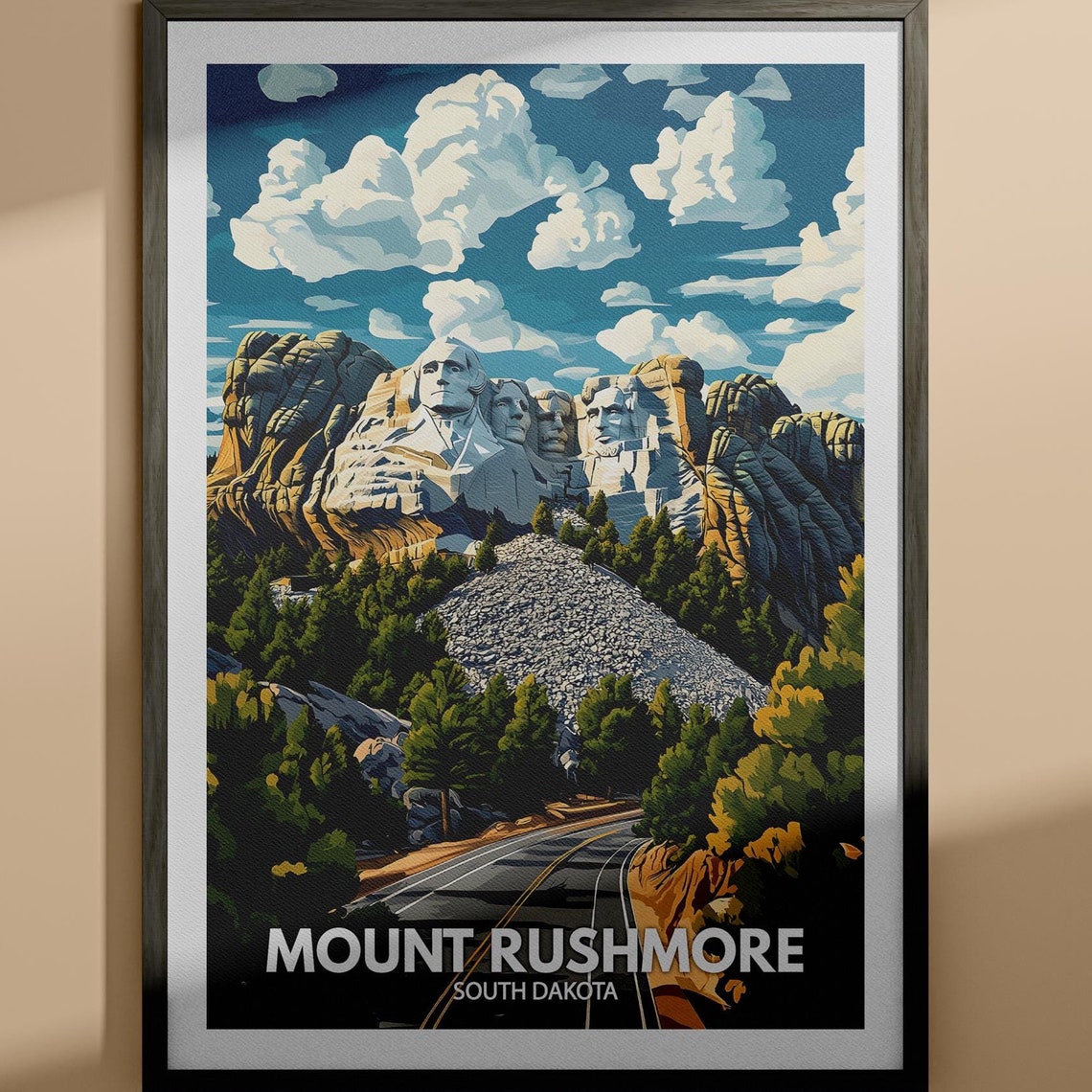Mount Rushmore South Dakota Carved Granite Faces Travel Poster