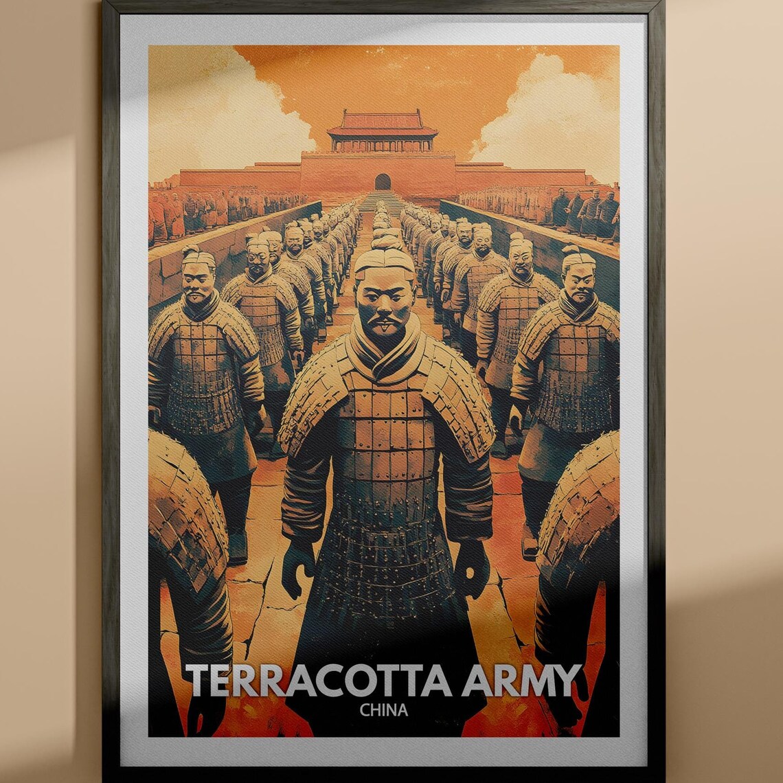 Terracotta Army China Ancient Warriors Gate Formation Travel Poster