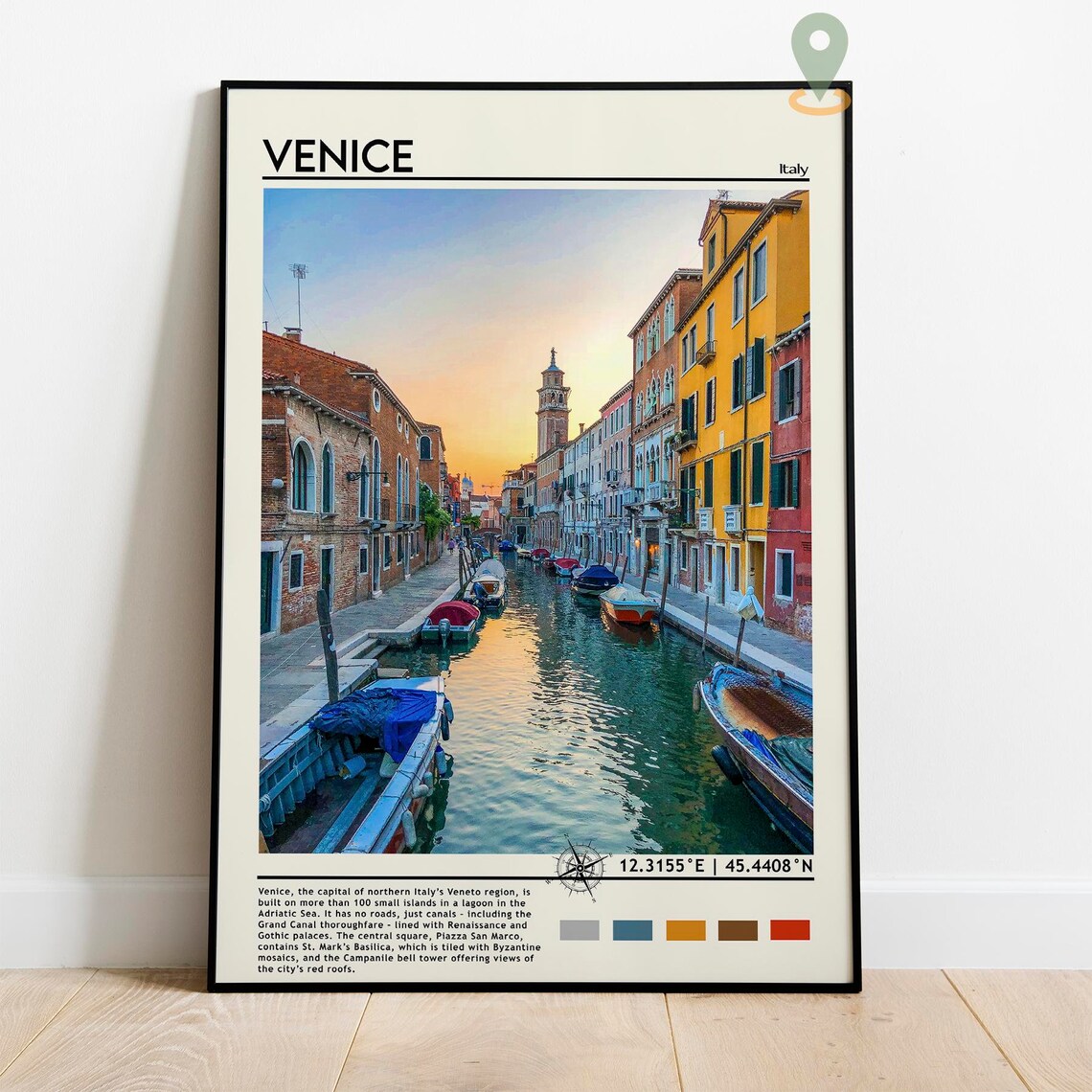 Venice Italy Sunset Canal Boats Photo Travel Poster Home Decor Art - Image 2