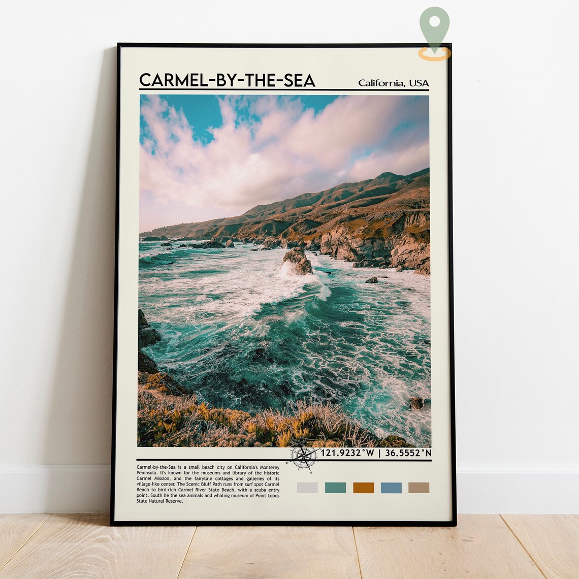 Carmel by the Sea California Rocky Coast Ocean Waves Photo Poster - Image 2