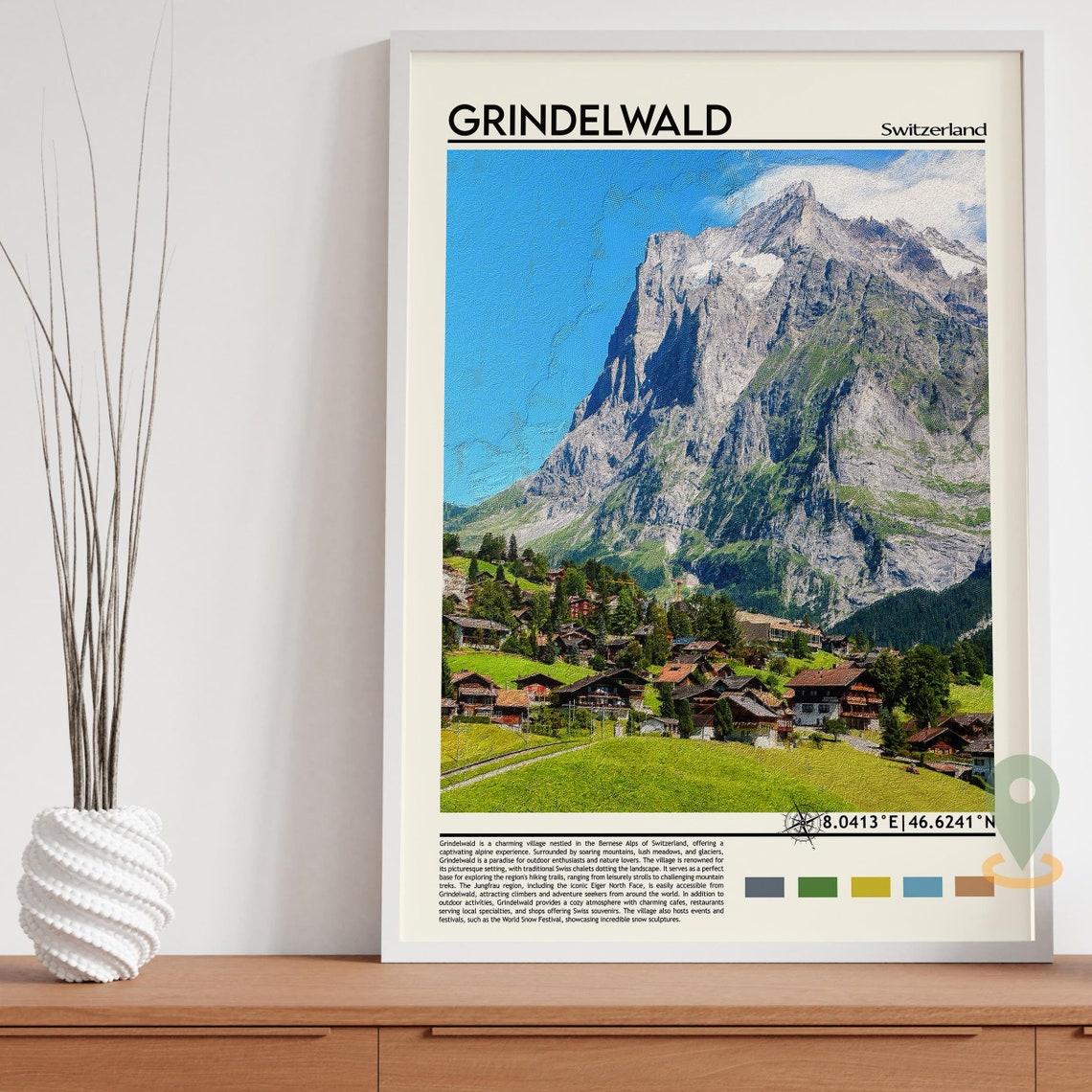 Grindelwald Switzerland Alpine Village Eiger Mountain View Poster - Image 3