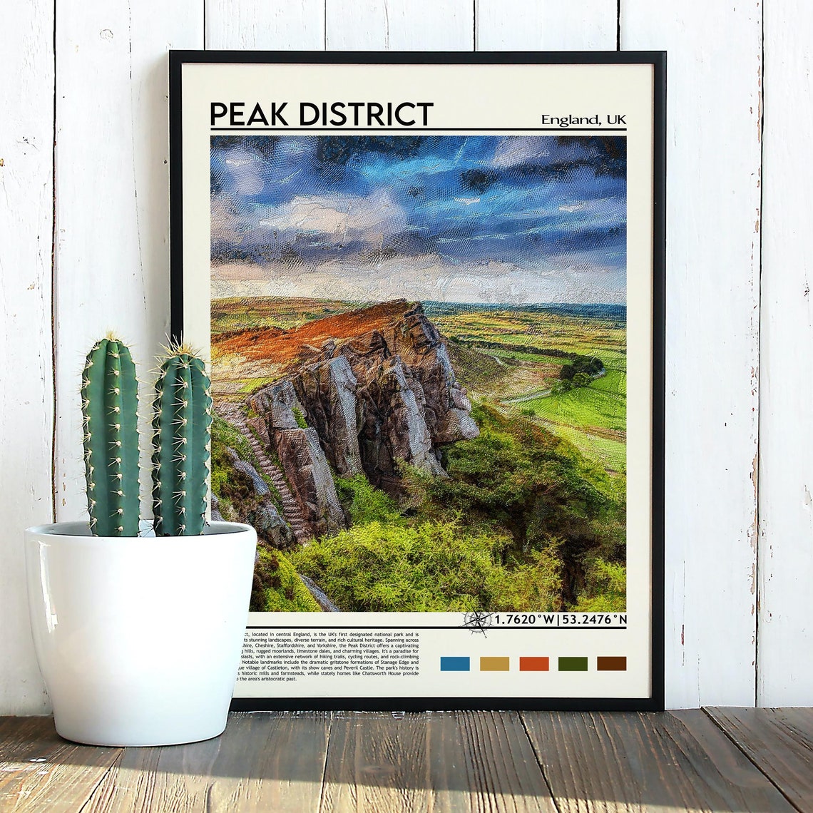 Peak District England Gritstone Edge Moorland Landscape Travel Poster - Image 3