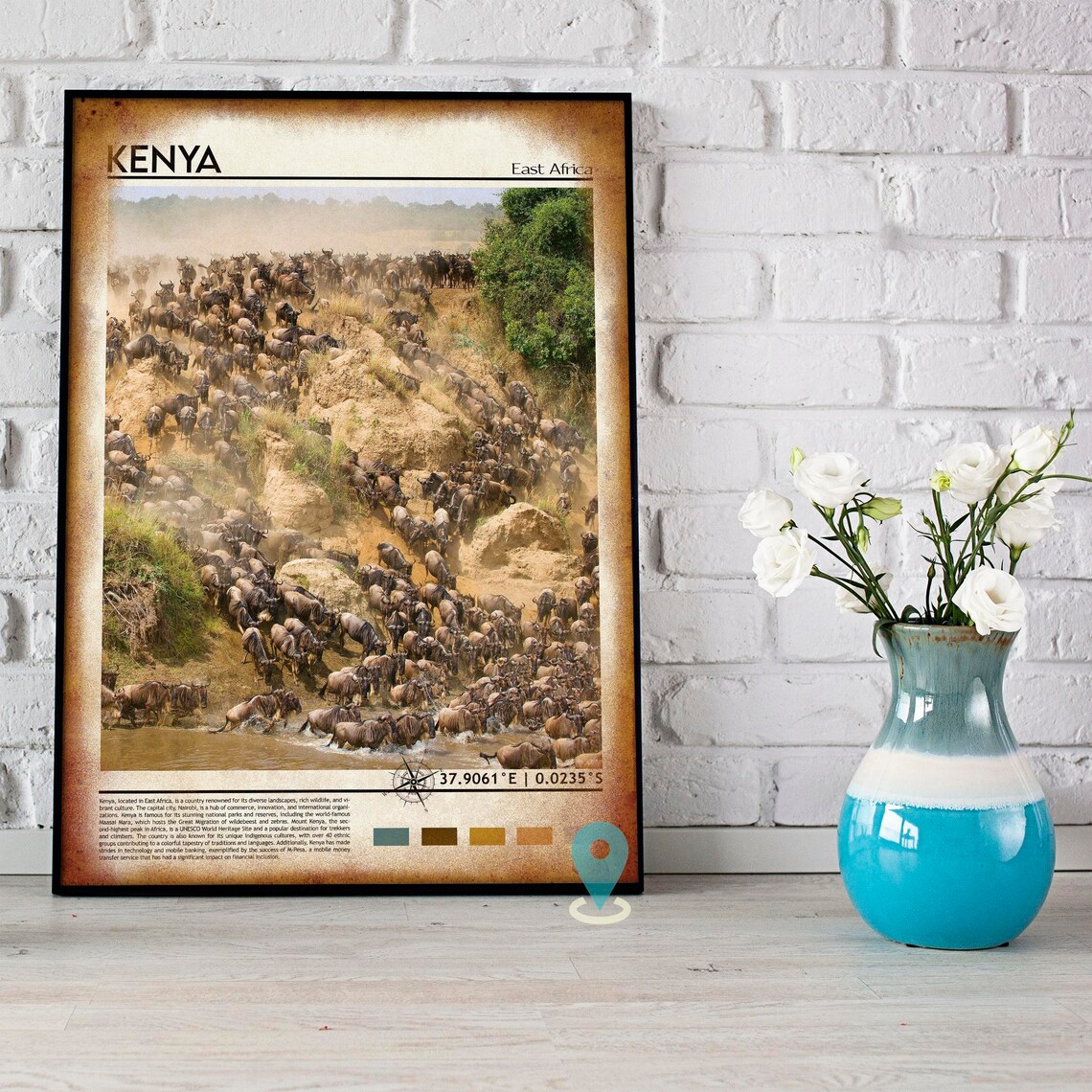 Kenya East Africa Wildebeest Migration Safari Wildlife Poster - Image 4