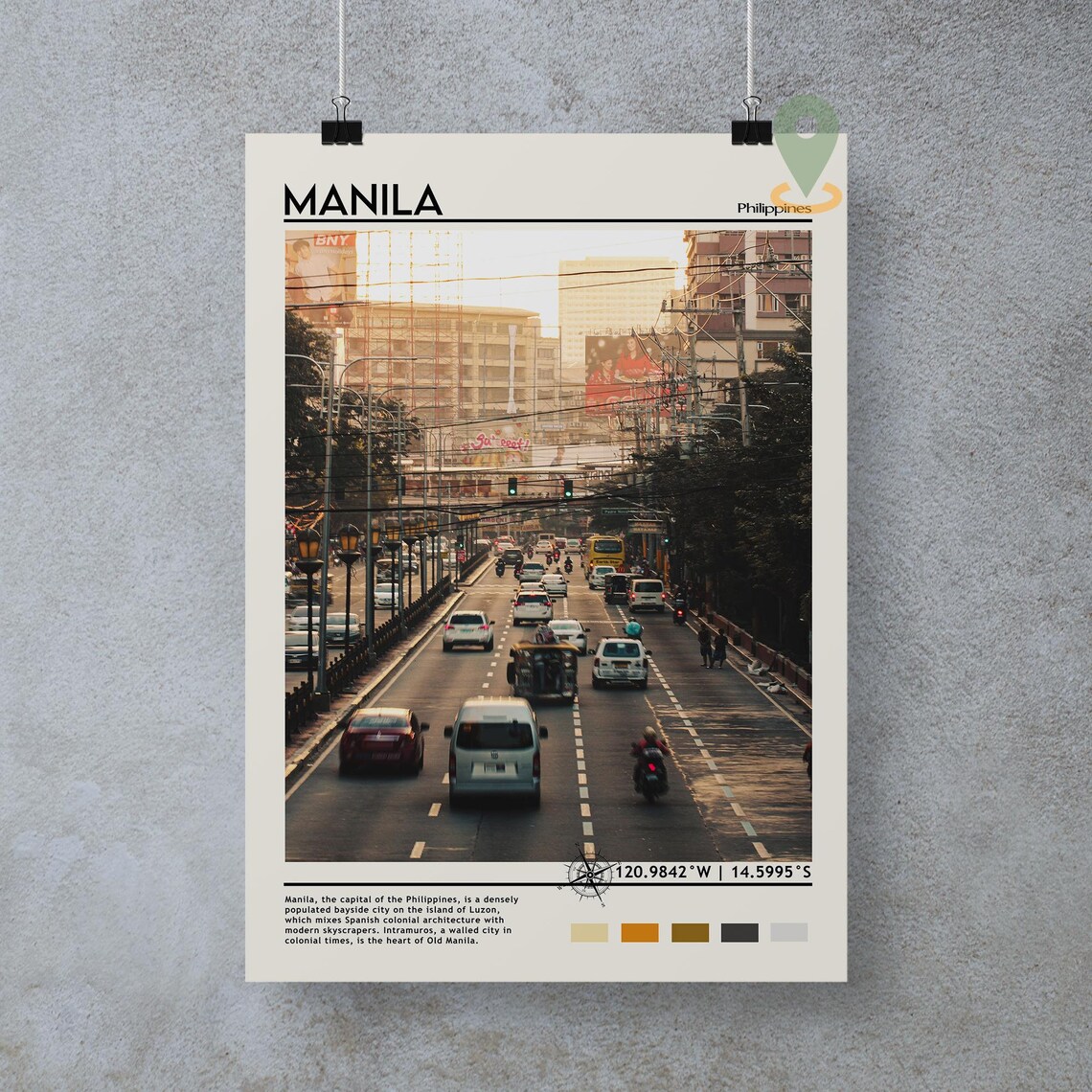 Manila Philippines Vintage City Street Photography Travel Poster - Image 3