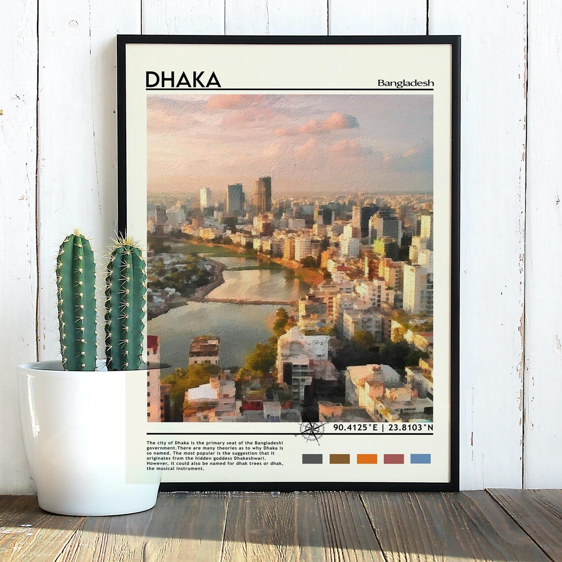 Dhaka Bangladesh City Skyline Sunset Urban Landscape Art Poster - Image 5