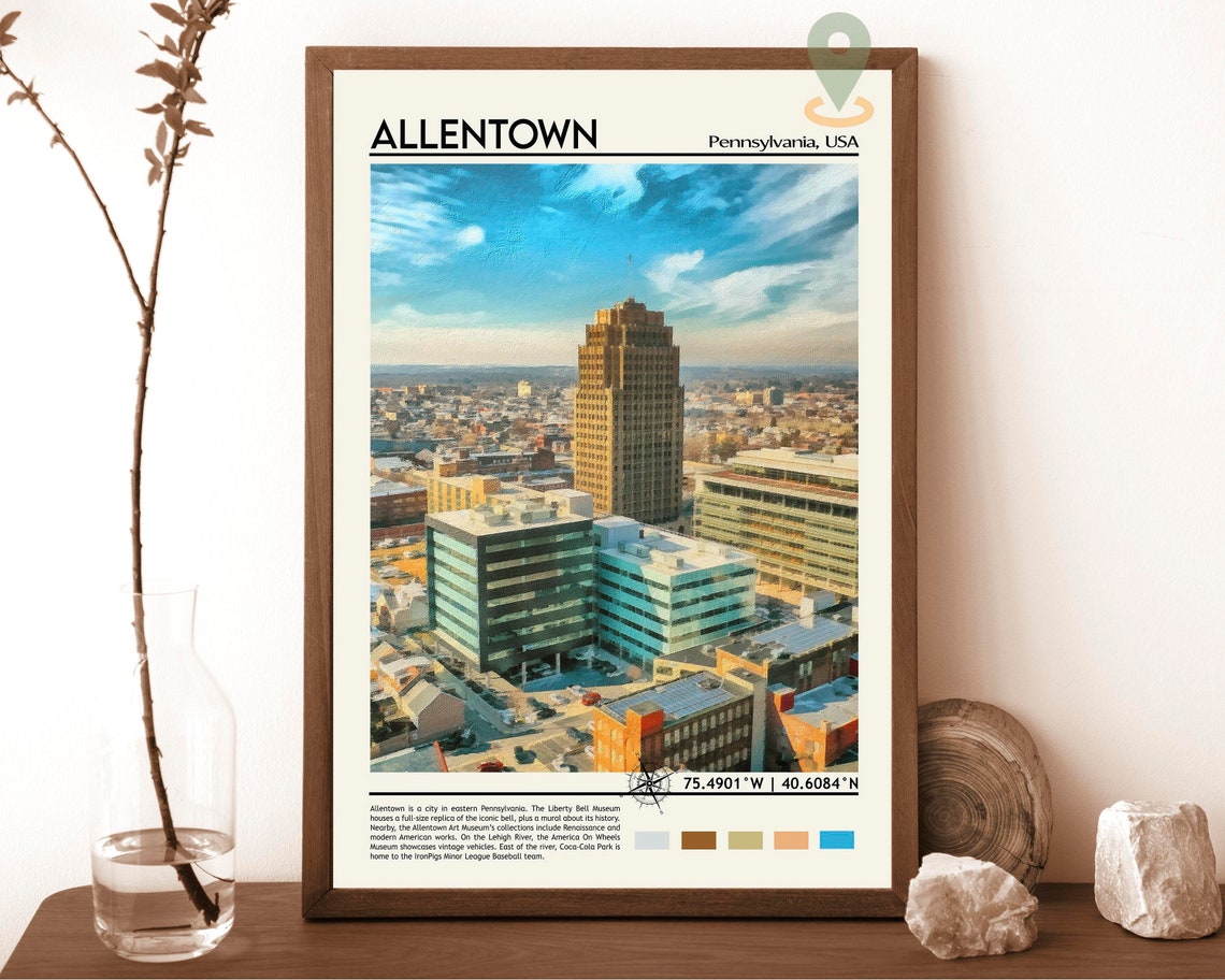 Allentown Print Allentown Poster Allentown Wall Art Allentown Travel Allentown Art Print Allentown Artwork Allentown Pennsylvania
