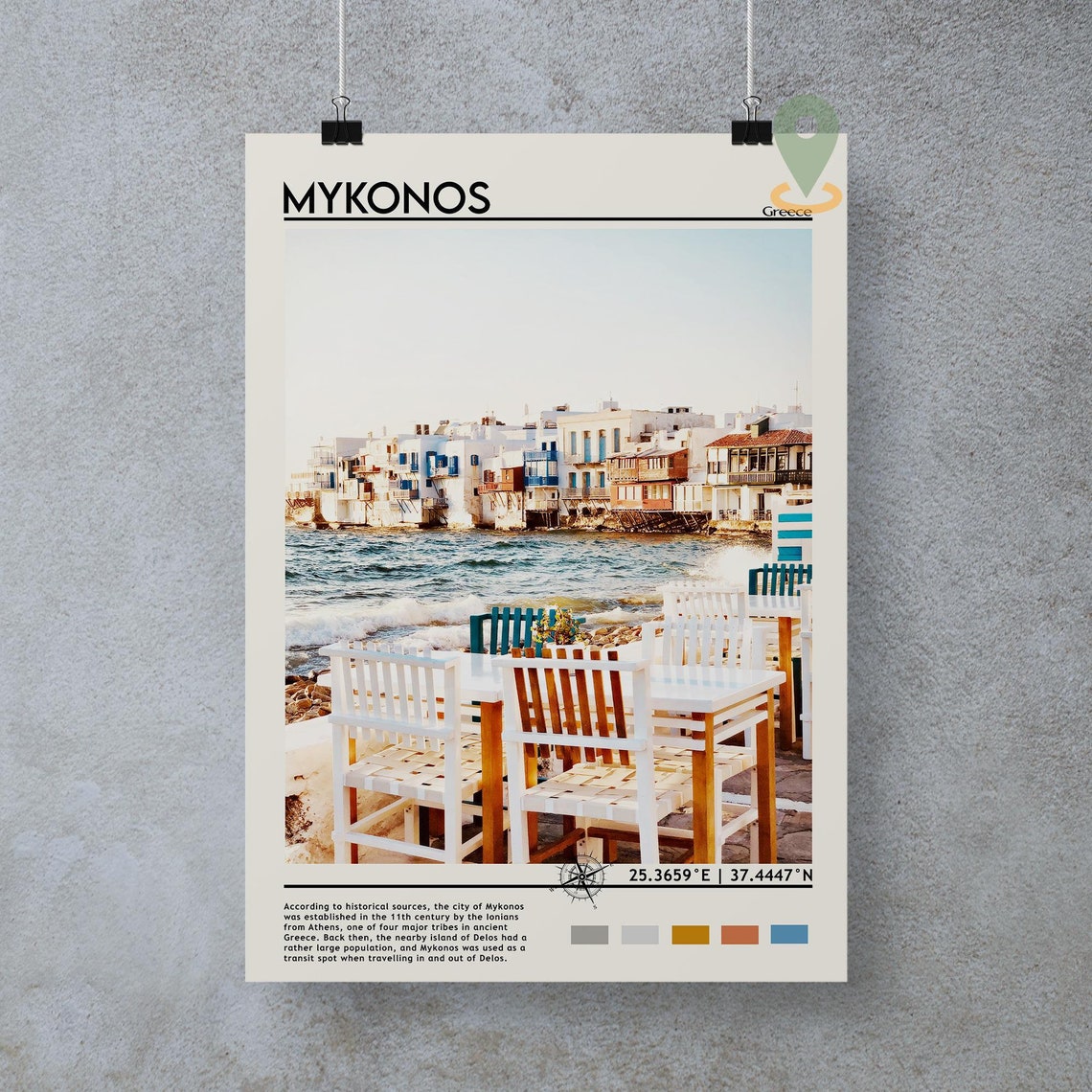 Mykonos Travel Poster Mykonos Print Mykonos Wall Art Mykonos Vintage Poster Mykonos Photo Mykonos Poster Print Greece Poster Print - Image 3