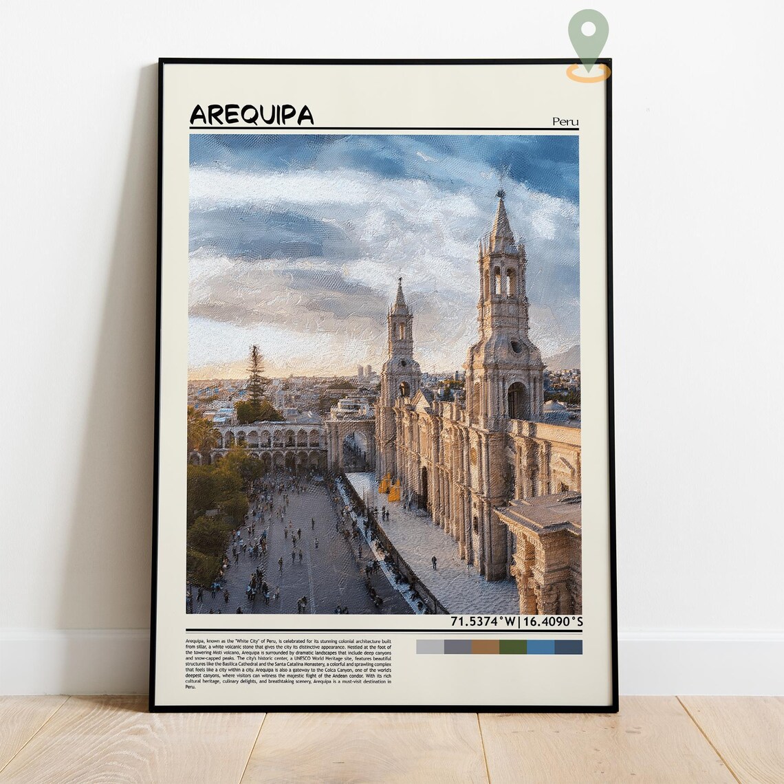 Arequipa Peru White City Cathedral Plaza Sunset Travel Poster - Image 4