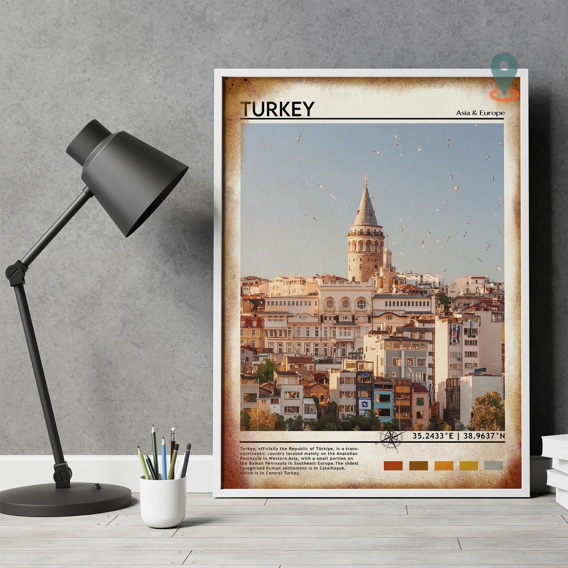Turkey Galata Tower Istanbul Old Town Skyline Travel Poster View - Image 5