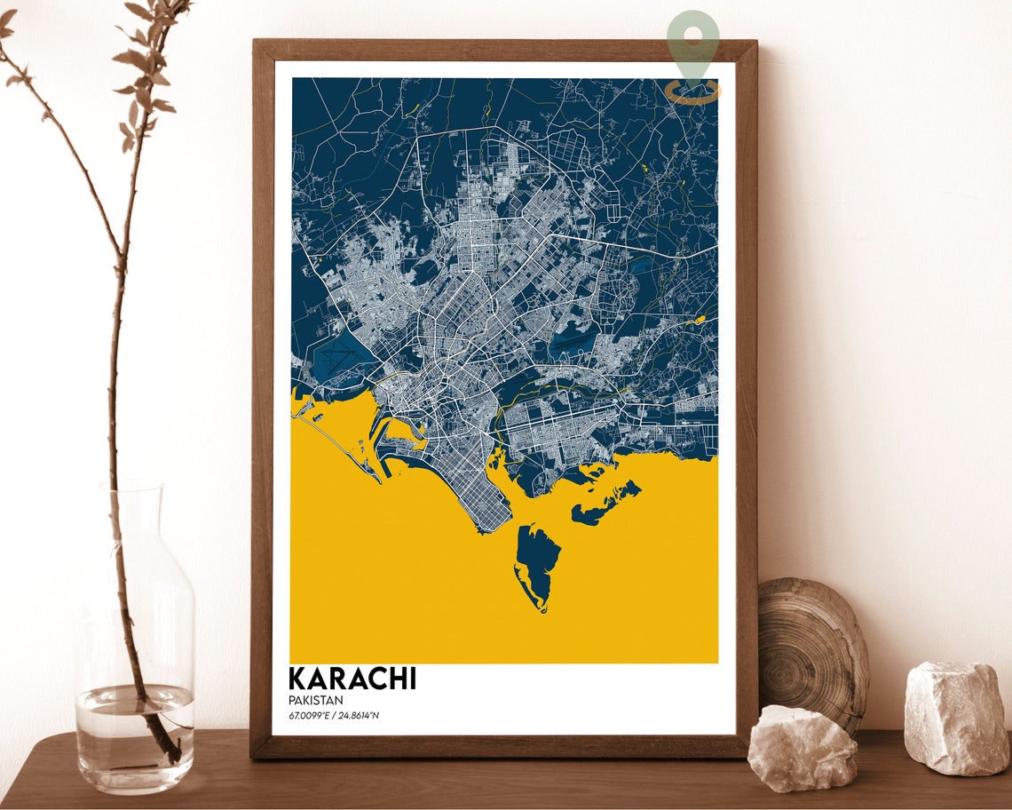 Karachi Pakistan City Map Poster Modern Red Minimalist Design Art - Image 6