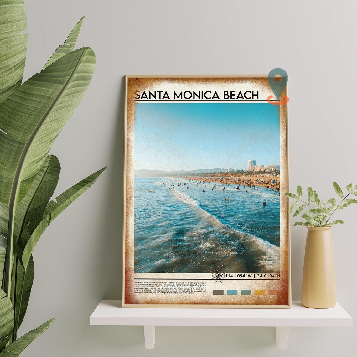 Santa Monica Beach California Waves Crowded Summer Travel Poster - Image 5