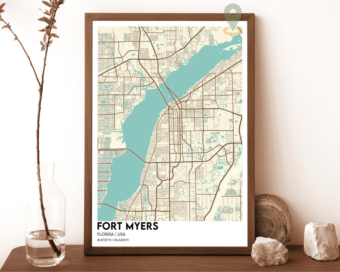 Fort Myers Map Fort Myers Map Print Fort Myers Personalized Map Fort Myers Wall Art Fort Myers Travel Poster Fort Myers Florida Print - Image 5