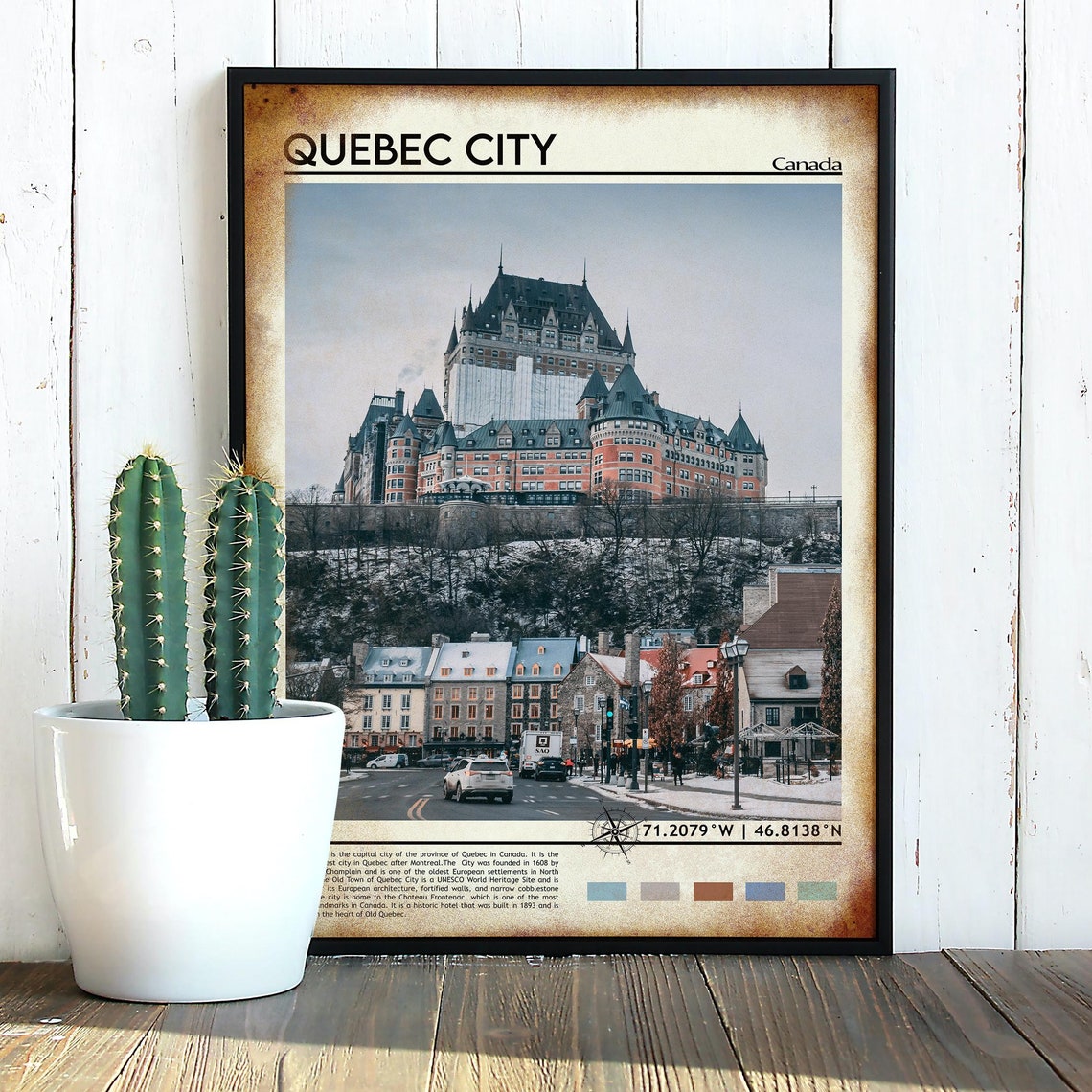 Quebec City Canada Chateau Frontenac Winter Old Town View Poster - Image 3